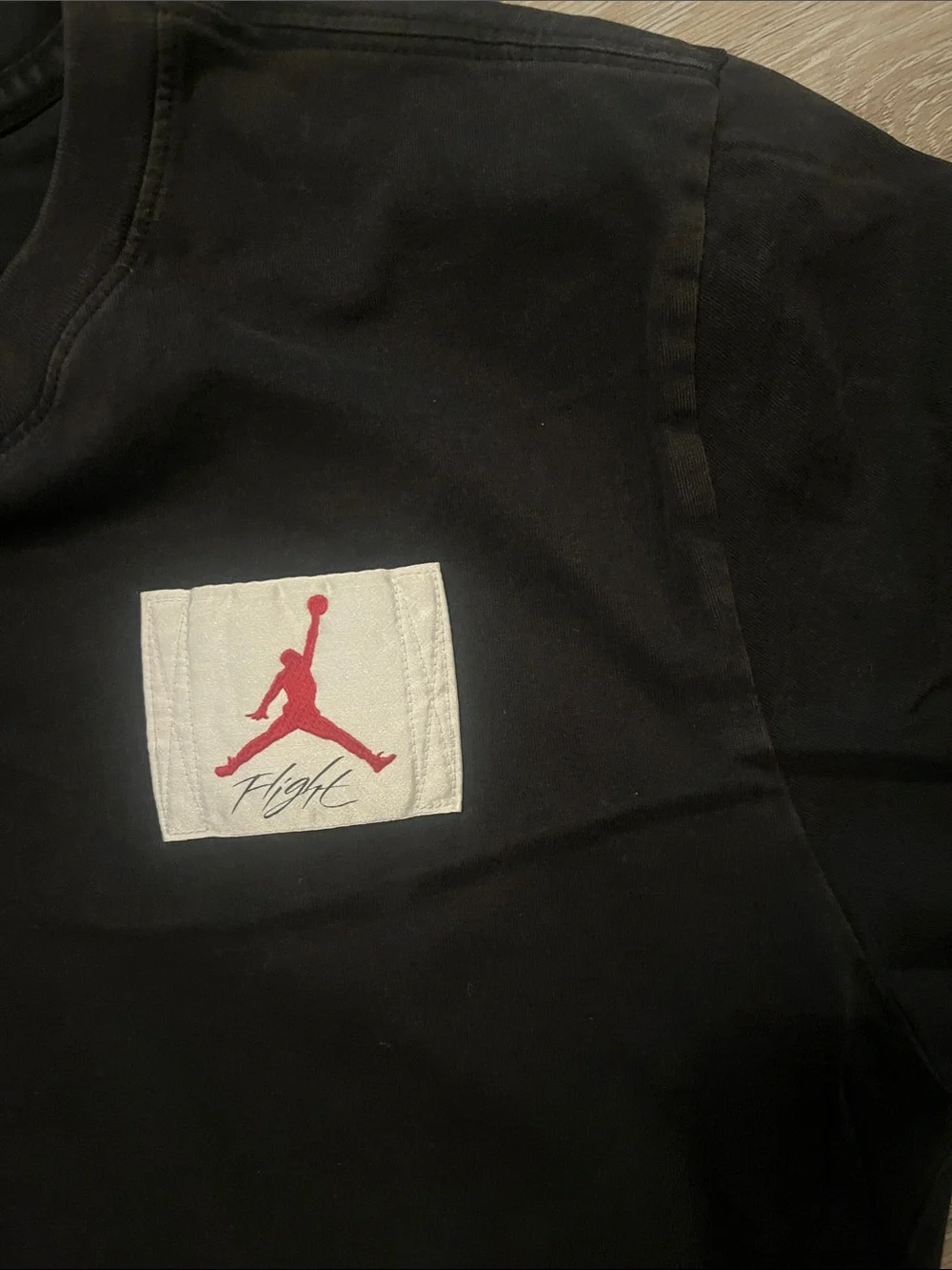 Men’s Jordan Black Tee with Red Jumpman Patch
